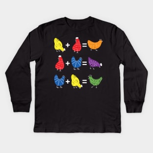 Chicken Themed Color Theory for Art Teacher Artist Kids Long Sleeve T-Shirt